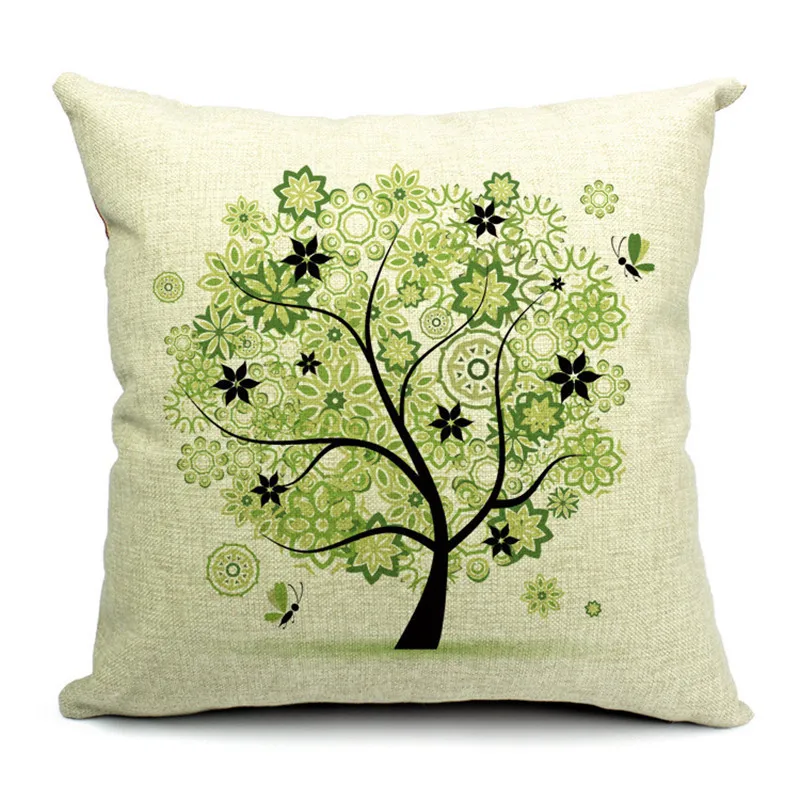 

Pillowcase Colorful Life Trees Pillow Cover Decorative 45*45cm Paint Leaves Comfortable Sofa Pillow Case For Car Home Decor