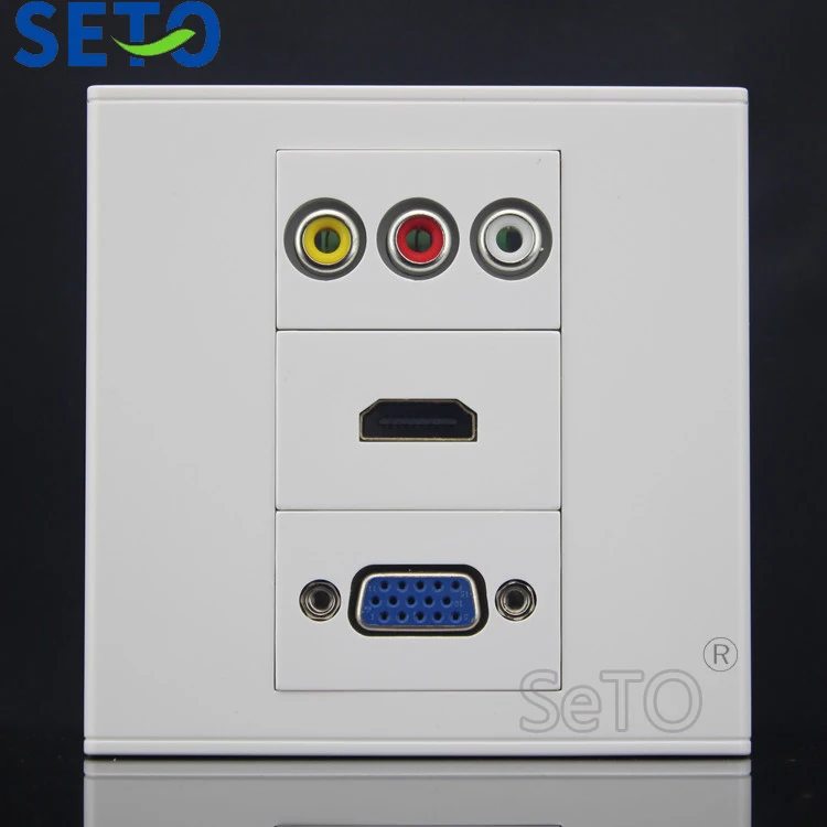 SeTo 86 Тип RCA AV аудио + HDMI VGA Ассорти панель настенная пластина розетка Keystone Лицевая
