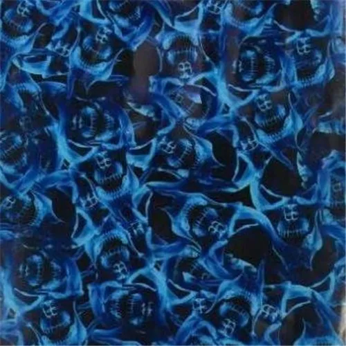 Синий огонь череп шаблон гидрографическая пленка ПВА Водорастворимая мотоцикл