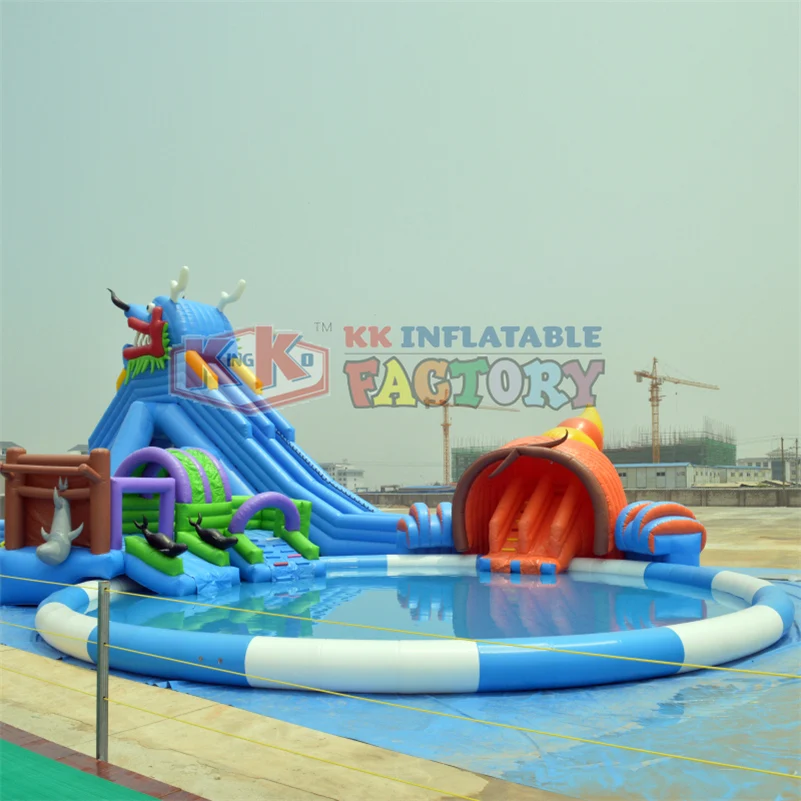 Goede Octopus Adventure Water Park Amusement Spel Opblaasbare Glijbaan Zwembad Park Voor Water Wereld