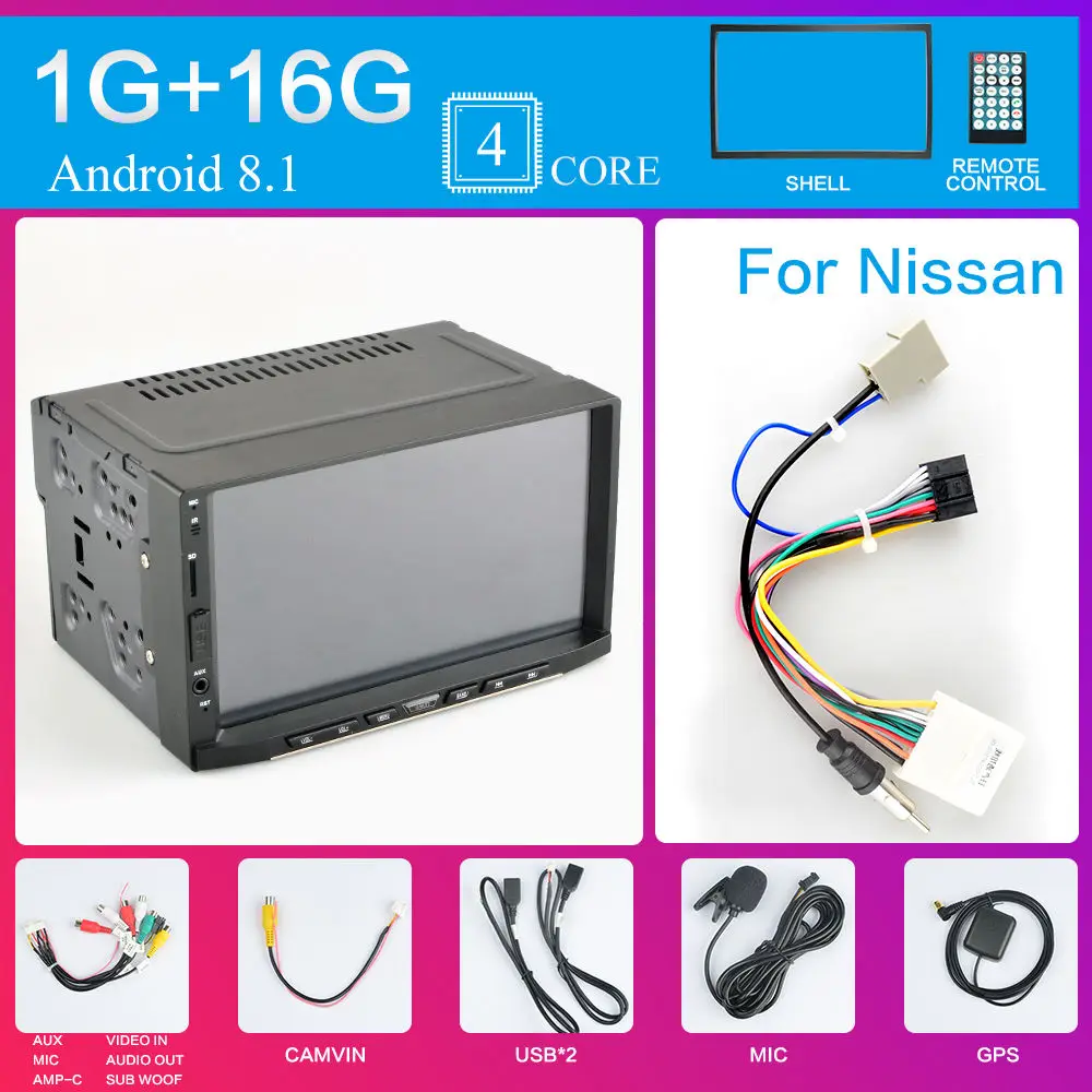 7188B-4-1G-16-Nissan Android 8,1/9,0 2 din Автомобильный Радио мультимедийный плеер gps DAB RDS Wi-Fi без DVD навигации Bluetooth 7 дюймов 2DIN автомобильный встроенный стерео - Цвет: 7188B-4-1G-16-Nissan