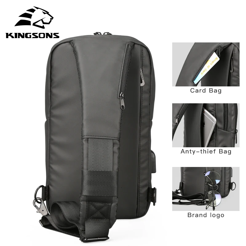 Kingsons Men Chest Bag in Men's Crossbady Bags Single Shoulder Strap Back Business Travel Casual | Багаж и сумки