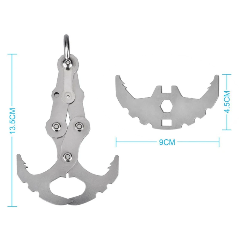Survival Stainless Steel Folding Grappling Hook Outdoor High Performance Climbing Claw Carabiner Travel Rescue Tool | Спорт и