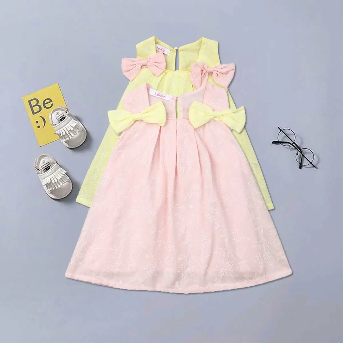 NEW Infant Baby Girl Cute Flower Linen Bow Sleeveless Princess Dress Sundress Ouifits Clothes 0-4T | Детская одежда и обувь