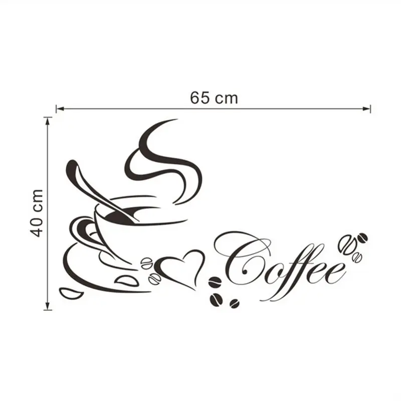 

1Pc DIY Coffee cup with heart vinyl wall Stickers quote Restaurant Kitchen removable home decor wall art