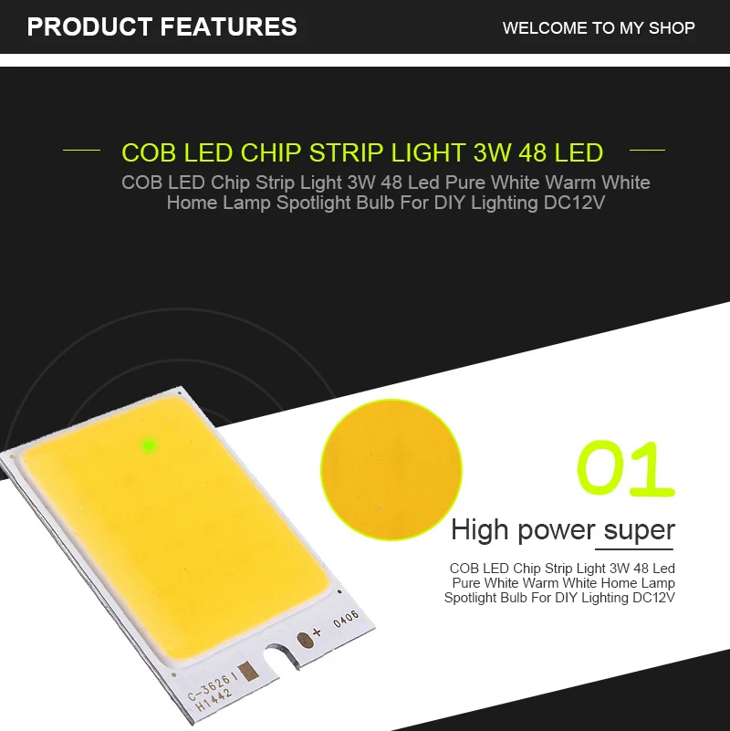 Mising 4W 48 светодиодный COB светодиодный чип 480mA белый/теплый белый для DIY DC 12V
