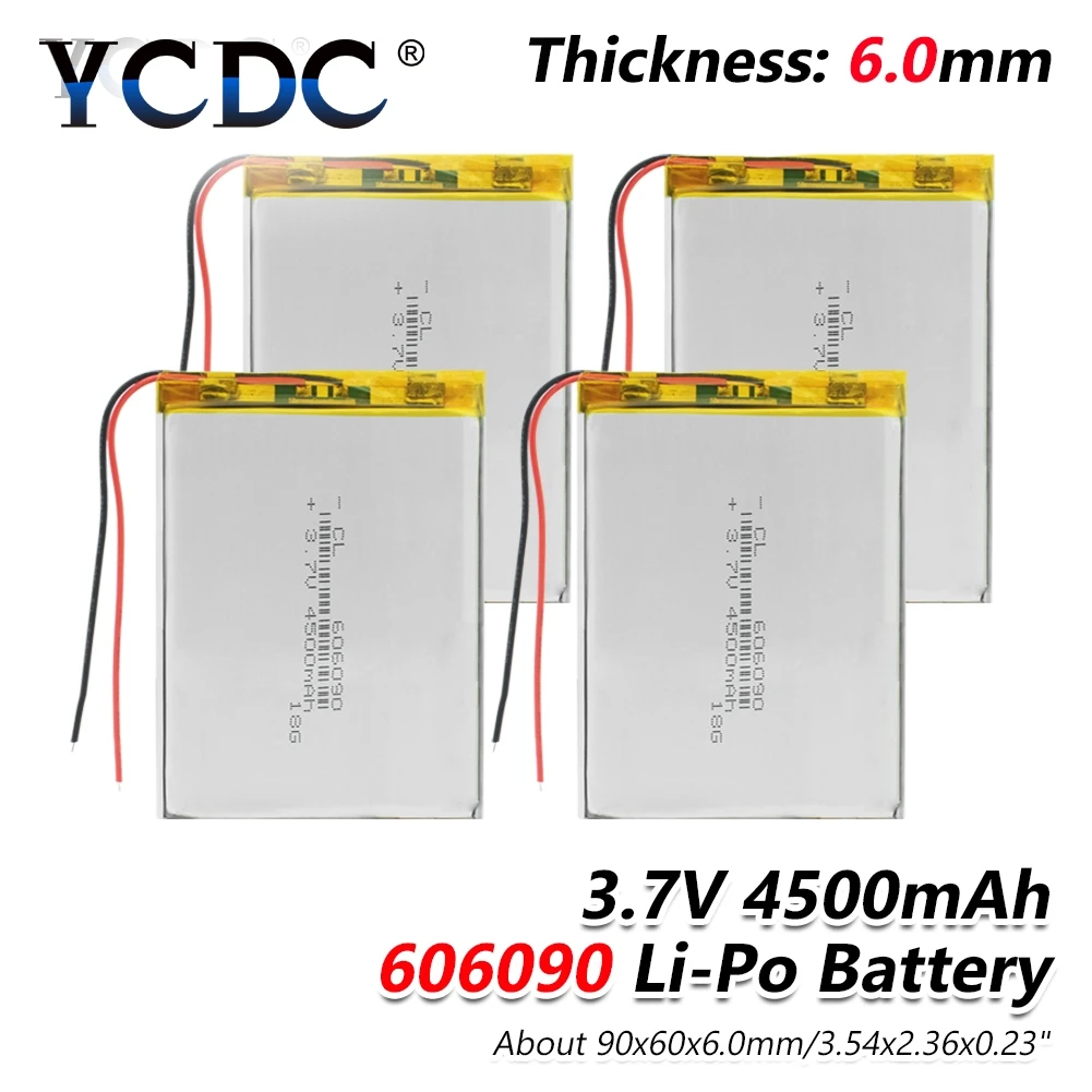 1/2/4 шт 3 7 V 4500mAh 606090 Li Po Перезаряжаемые Батарея для MP5 планшетный ПК MID POS машина DVD