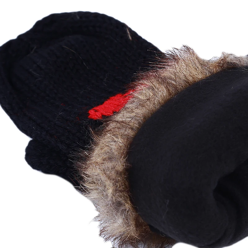 Женские зимние модные перчатки с красным сердцем черные белые женские теплые