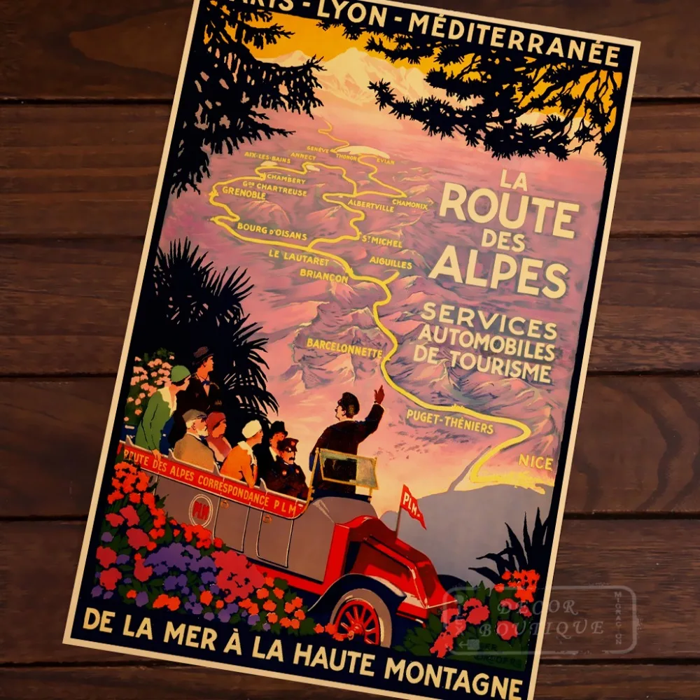 Винтажный декоративный постер в стиле ретро с изображением Парижа и Лиона | Дом