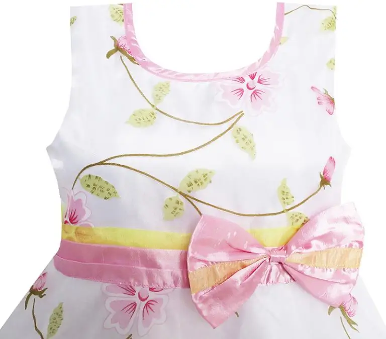 Sunny Fashion платья для девочек новогодние костюмы Цветок Листья Свадьба Белый