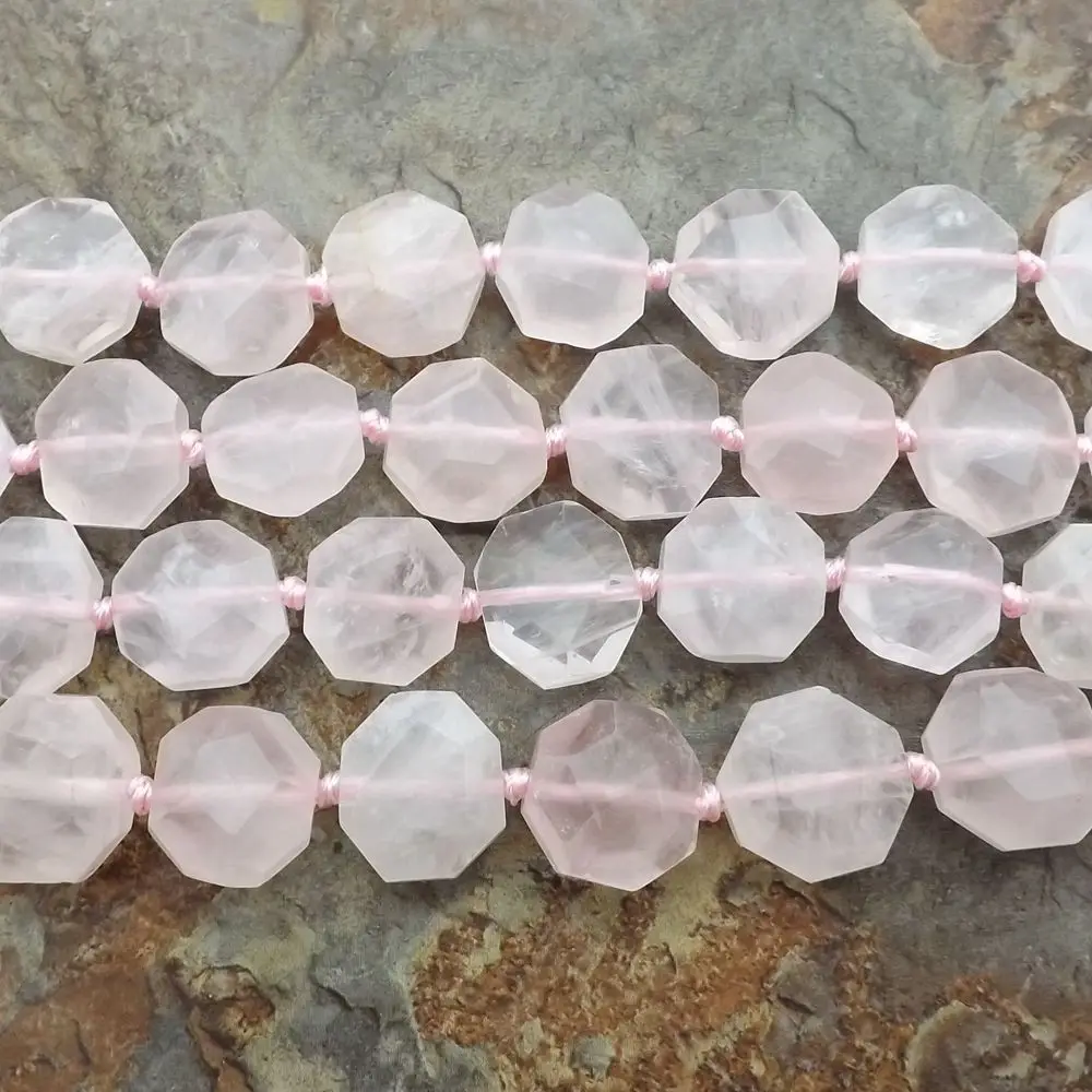 rose quartz Рукоятка из натурального камня Ограненный бисер россыпью различных размеров 1" Strand - Цвет: rose quartz