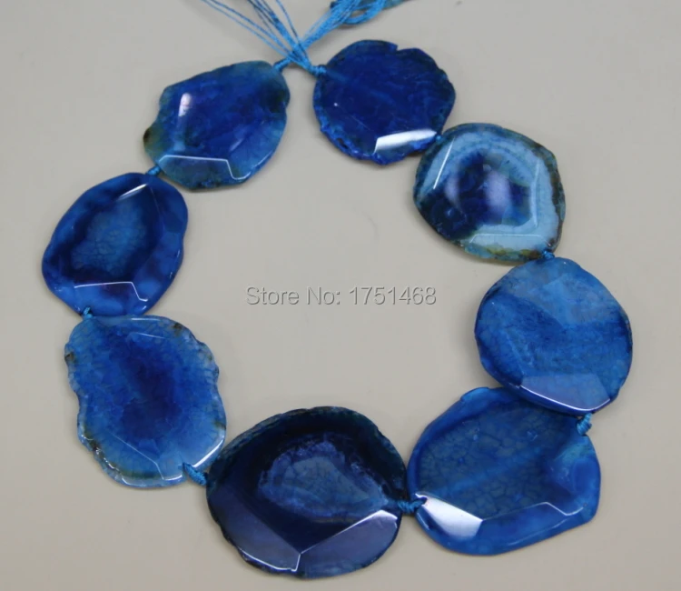 Ювелирные изделия для ужина большая камни Друза граненые бусины ожерелье синие