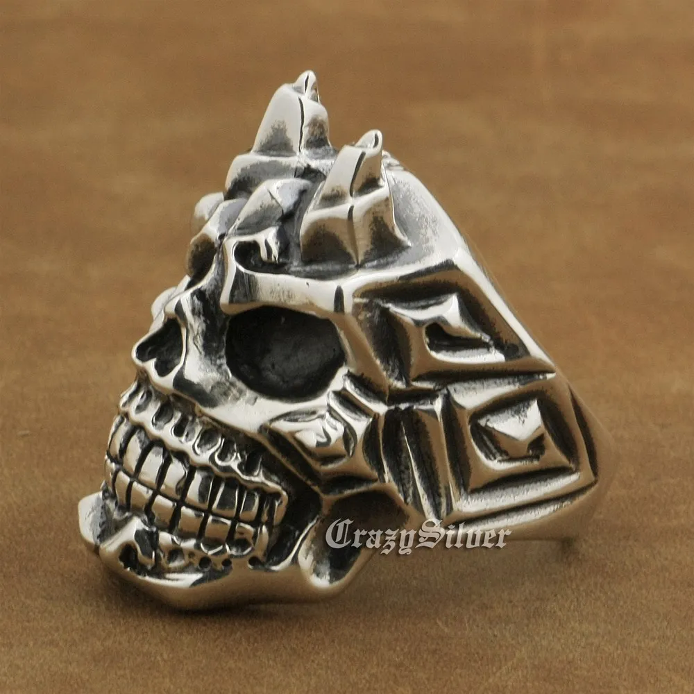 Devil Horn Skull Ring 925 Sterling Silver Mens Biker Punk TA13 US Size 7~15 | Украшения и аксессуары