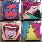 Американское поп-арт, модное искусственное оформление на высоком каблуке, слезы, поцелуй, голубые волосы, женское украшение для дома, подушки для кресла 45x45 см