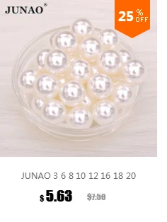 JUNAO, высокое качество, 3, 4, 6, 8, 10, 12, 16, 18, 20, 25 мм, круглые белые жемчужные бусины без отверстий, свободный Бисер для одежды, украшение для скрапбукинга, стразы