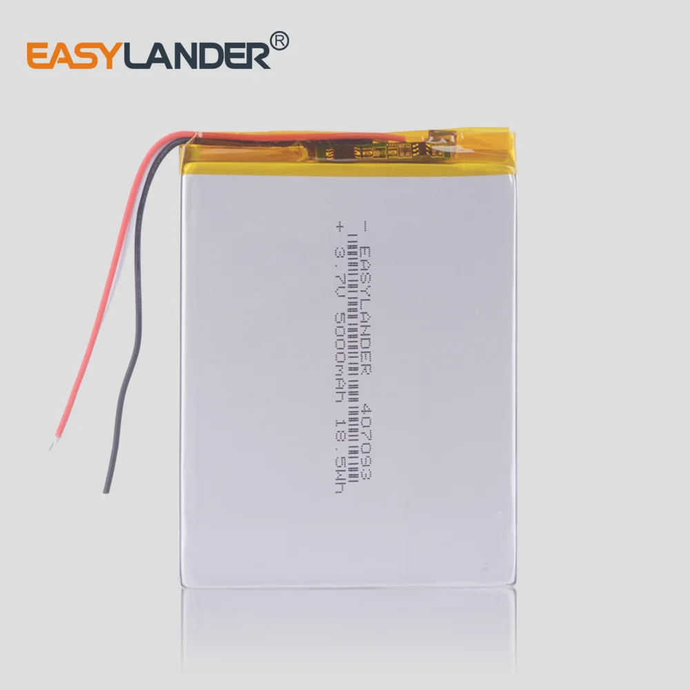 3 провода 7 V 5000mAh литий-полимерный аккумулятор 407093 планшетные батарейки для ПК с