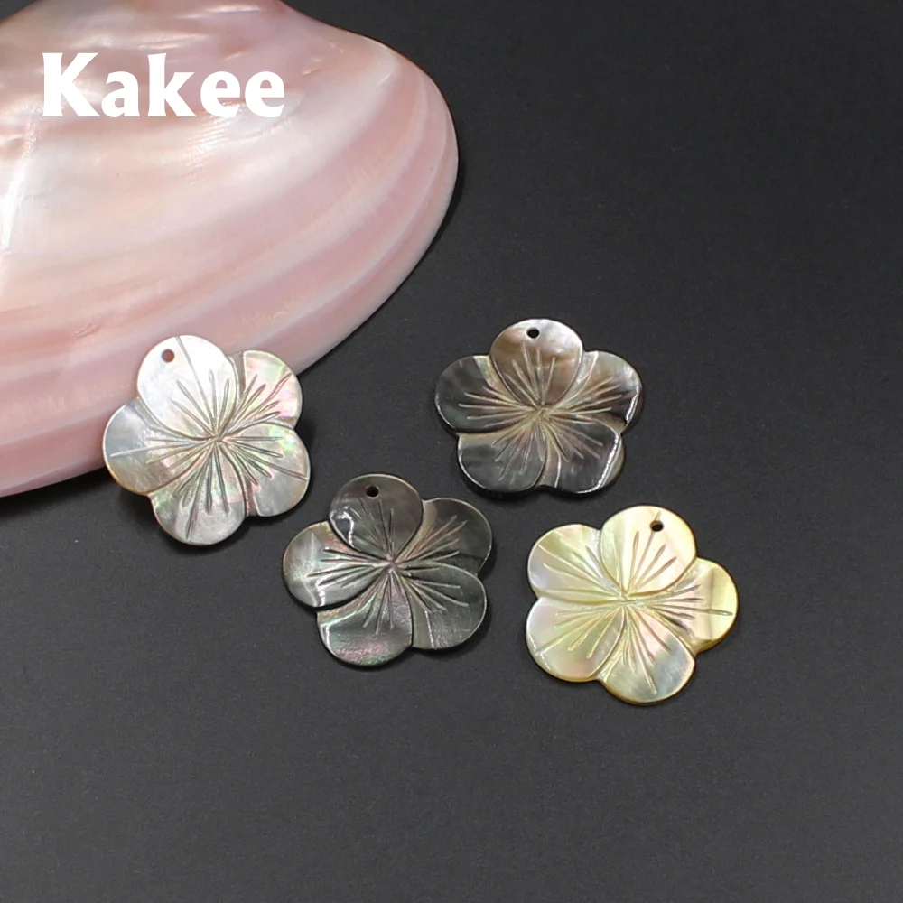 Kakee натуральные DIY резные амулеты цветы черный корпус бисер для изготовления