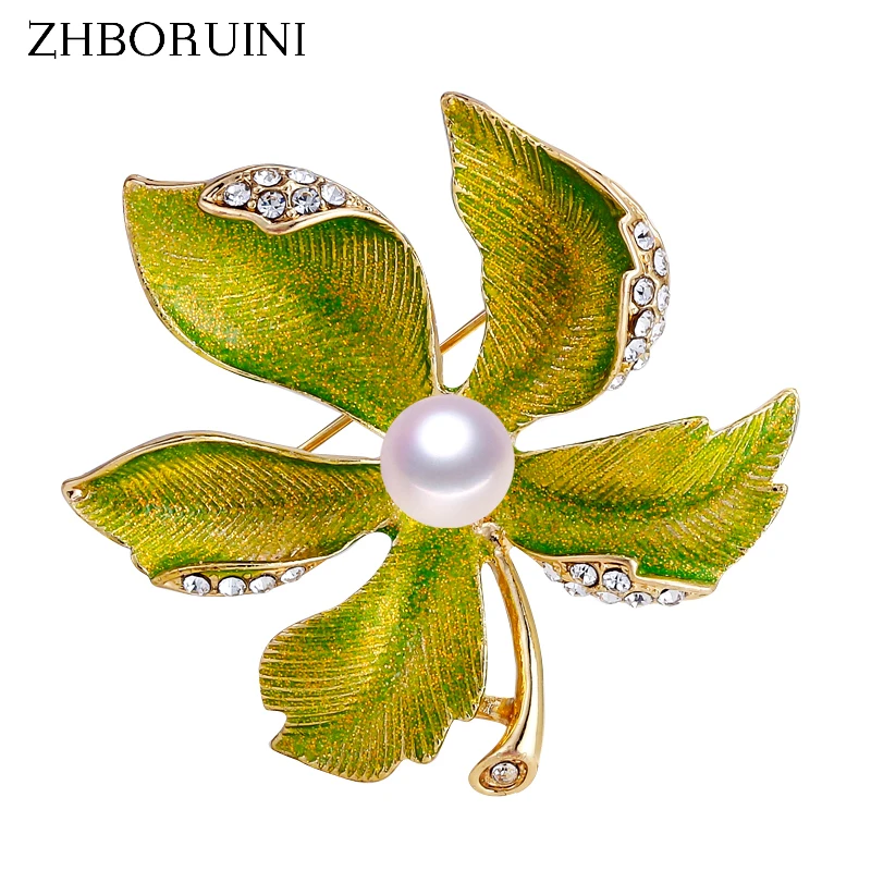 ZHBORUINI 2019 новая жемчужная брошь желтый лист жемчужный нагрудник натуральный