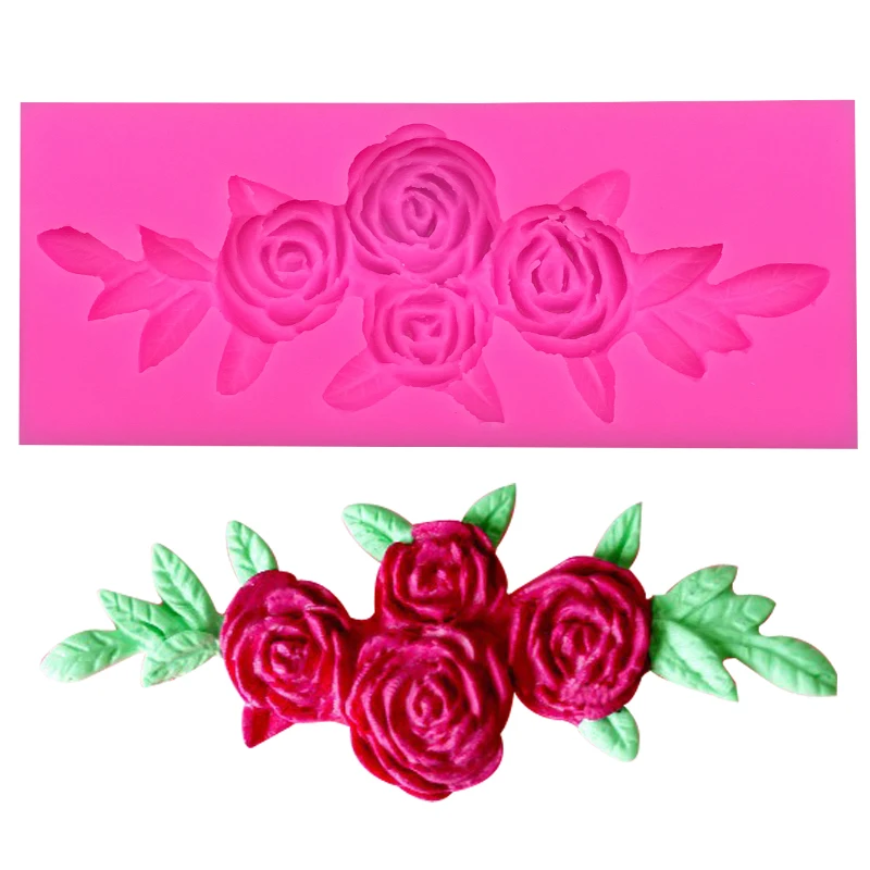 Роза в форме цветка 3D обратный сахар литье пищевого силикона формы для из