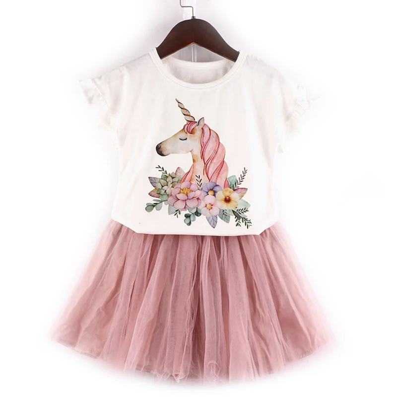 Новинка 2020 летняя одежда для маленьких девочек с единорогом комплекты одежды