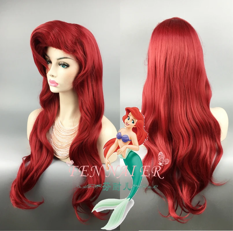 

The Little Mermaid Wigs Long Wave Wavy Wig Princess Ariel Cosplay Wig + Wig Cap