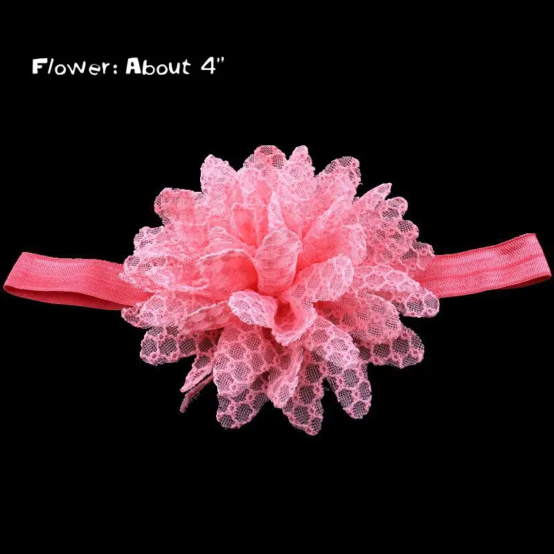

Retail 14colors Fashion Kids Headbands+Frayed Lace Fabric Flowers Artificial Kids Girls Hair Accessories+Chic Shabby Flowers