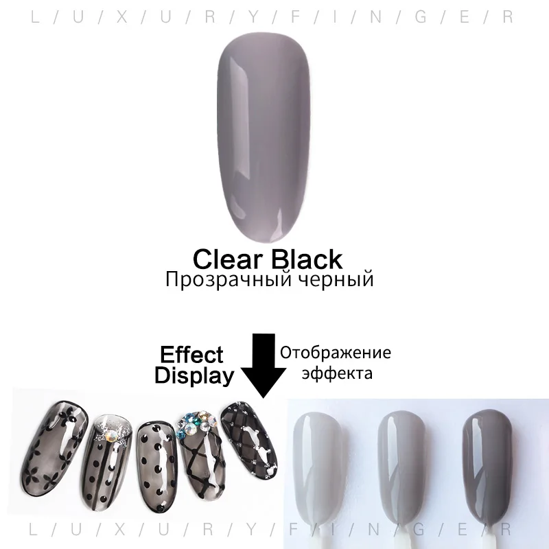 Clear Black Роскошный палец 1 шт. прозрачное Янтарное стекло УФ гель лак для ногтей DIY Arylic дизайн для дизайна ногтей эффект затенения - Цвет: Clear Black