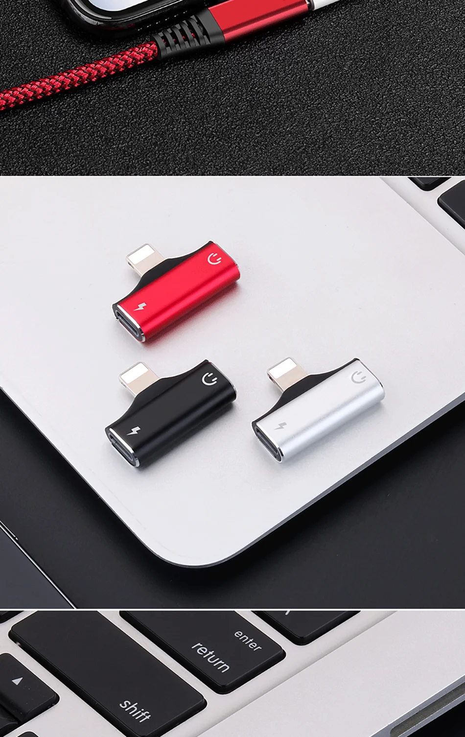 ACCEZZ Mini 2 в 1 двойное освещение аудио зарядное устройство разъем для iphone X 8 7 Plus XS MAX XR Зарядка адаптер разветвитель Aux кабель 1,2 м