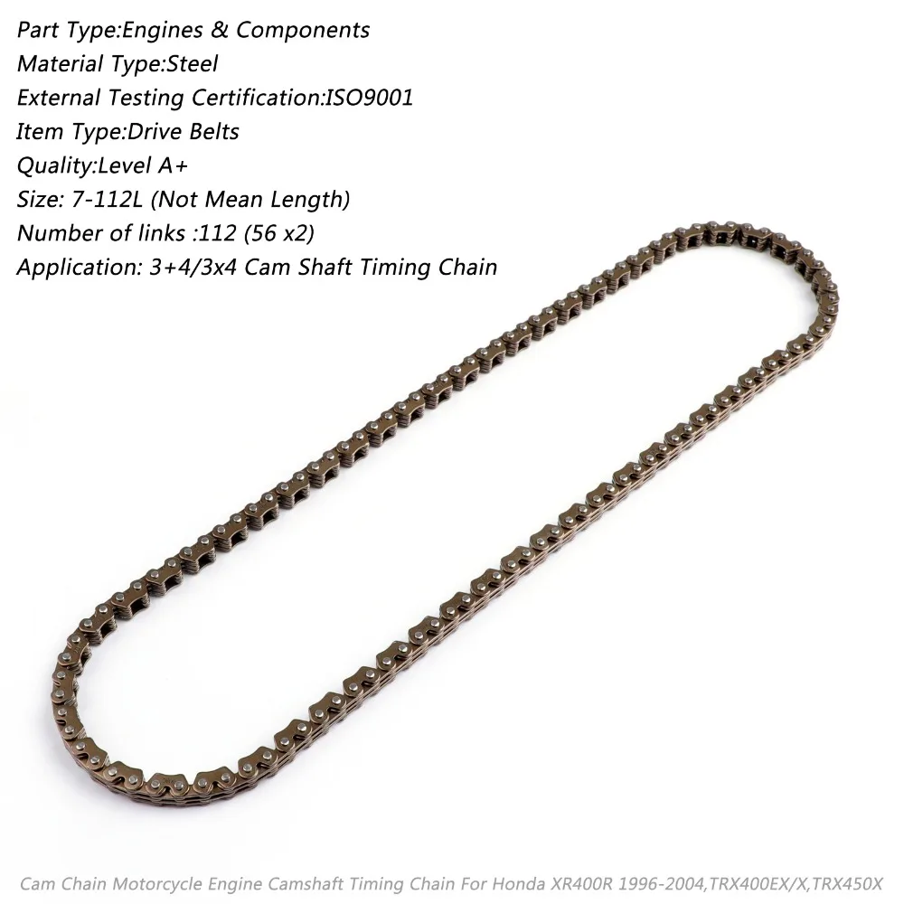 Areyourshop Motorcycle Timing Cam Chain 112L for Honda TRX400EX X Sportrax 99-14 XR400 14401-KCY-671 Steel Motor Accessories |