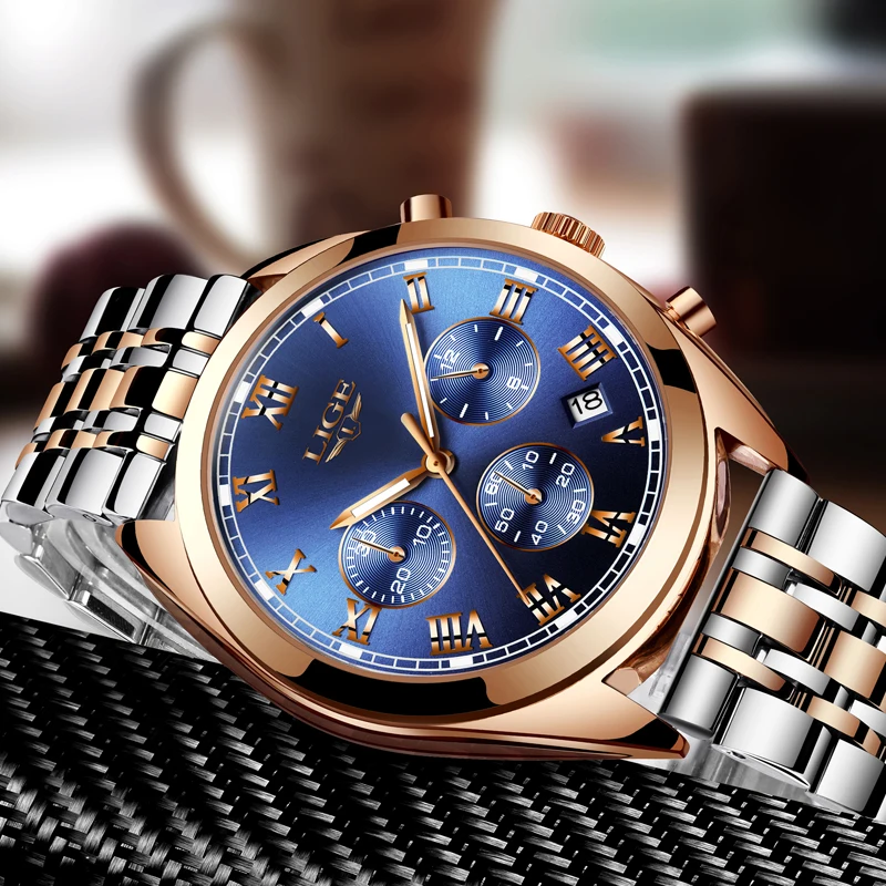 Relogio Masculino LIGE Mens Watches Top Brand Luxury Leather Casual Quartz Watch Men All-steel Military Sport Waterproof Clock | Наручные