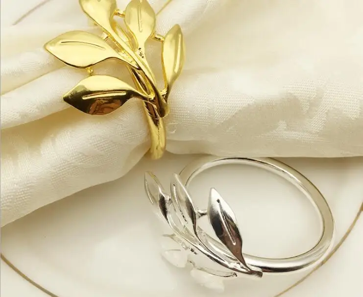 10 шт. металлические кольца для салфеток в форме листа|Кольца салфеток| |