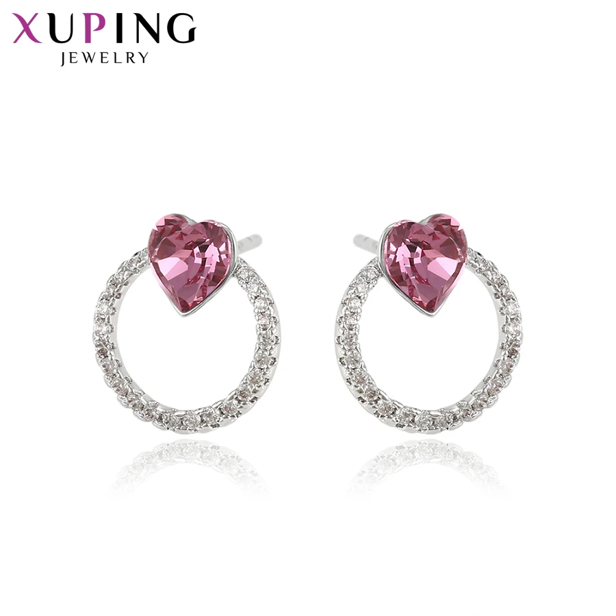 Xuping Новые Симпатичные серьги гвоздики в форме сердца кристаллы от Swarovski