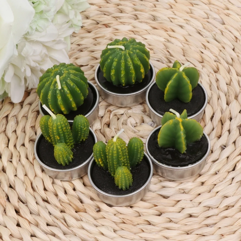 Home Succulent 6Pcs Burning Decor Tea Light Tealight Long Mini Unscented Candles |
