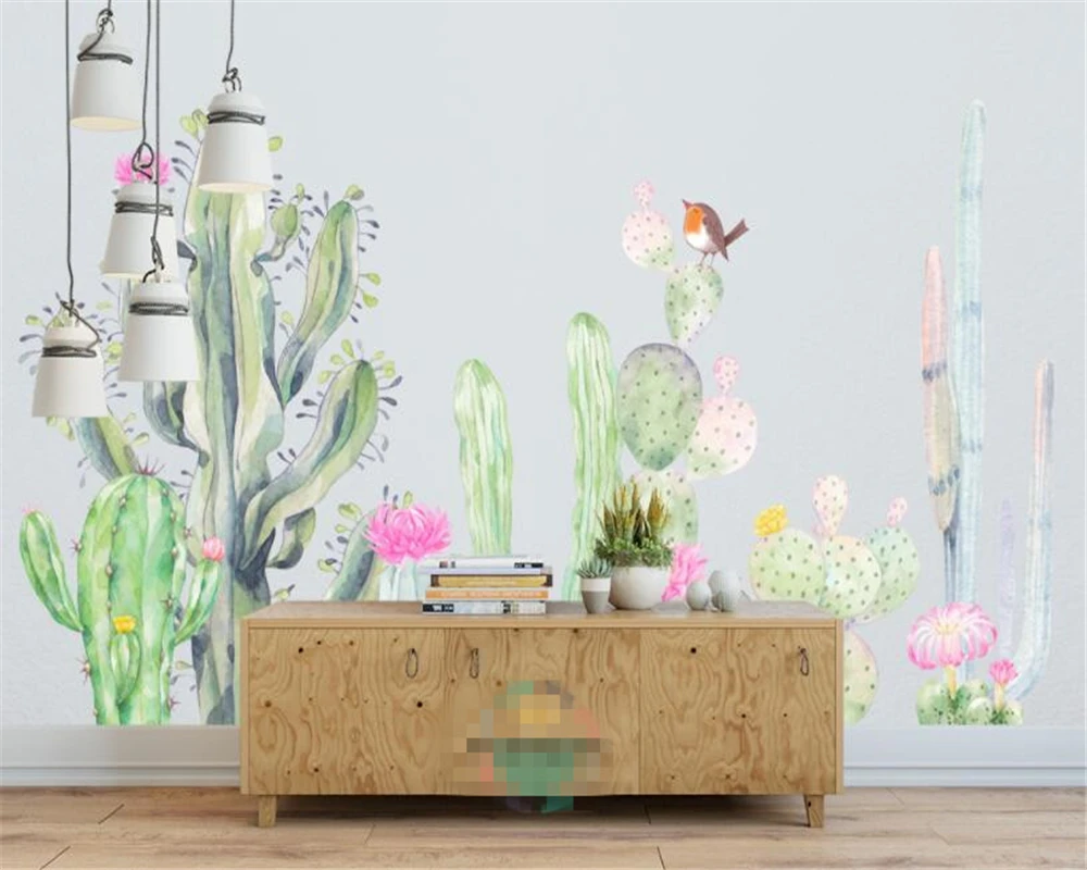 Современные обои для гостиной с изображением кактуса 3d обои|3d wallpaper|fashion