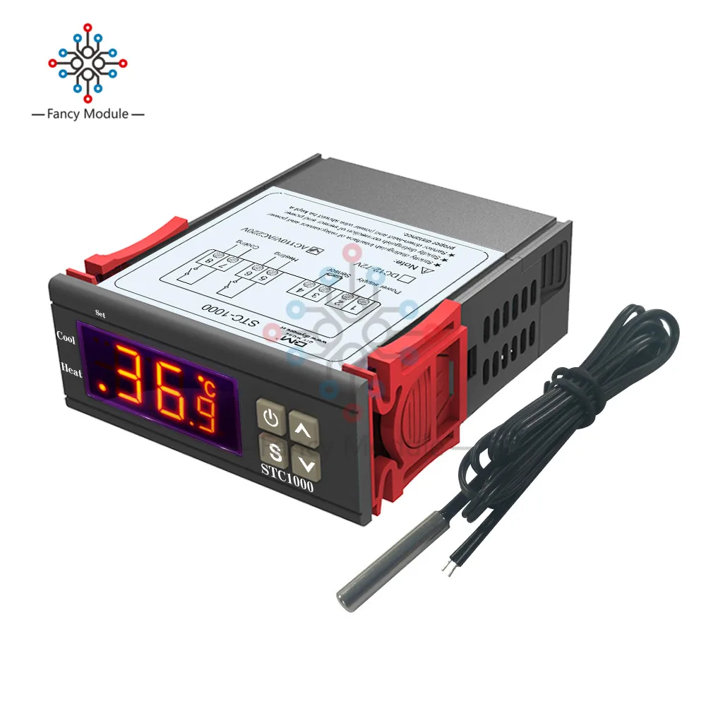 AC 110 -220V DC12-72V/AC110V/AC220V широкий STC-1000 напряжения Термостат светодиодный цифровой регулятор температуры тепла/холодный режим с температурным зондом - Цвет: AC 110 -220V