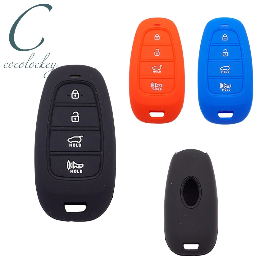 

Cocolockey Silicone Car Key Cover Rubber Fob Case Fit for 2019 Hyundai Sonata DN8 4Buttons Remote Key Fob Protector Silica Gel