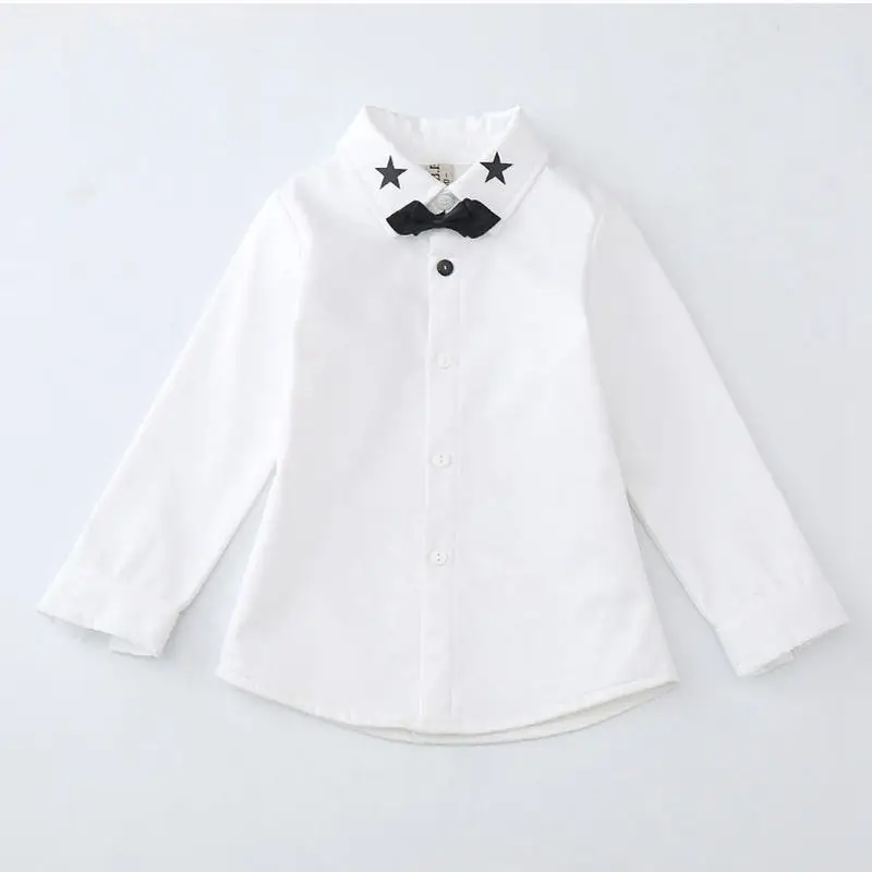 2019 Children Fashion Shirt Kids Clothes Spring Autumn Boys Cotton White Blouses Long Sleeve Dragonfly Turn-down Collar |