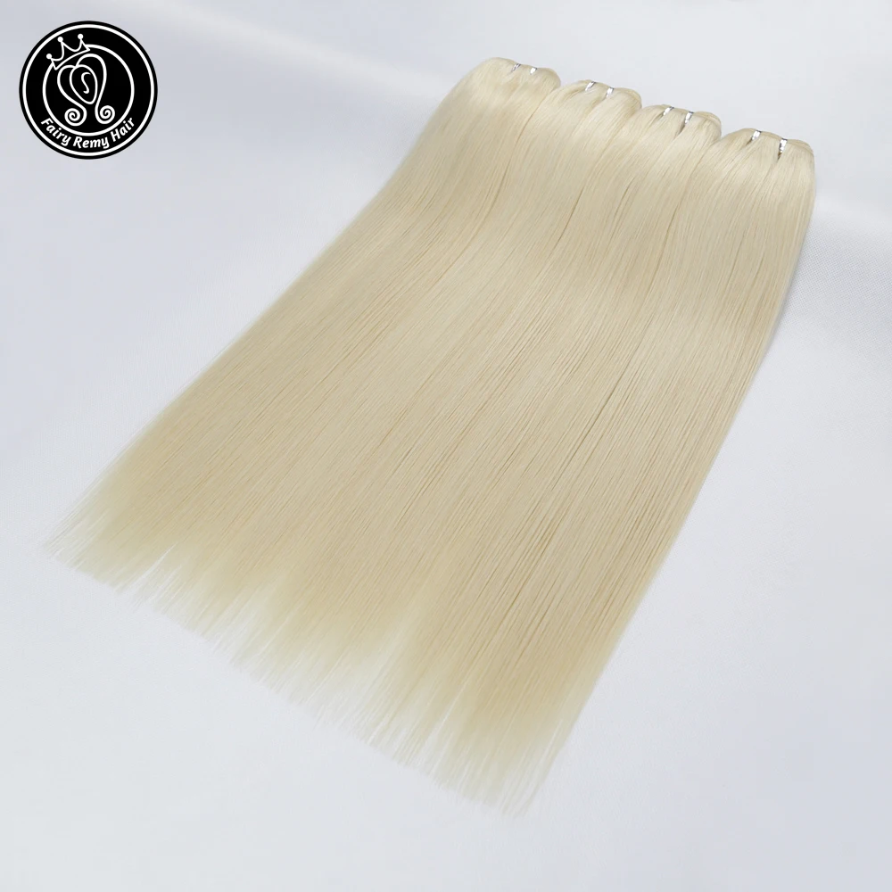 Фея Волосы remy 100 г/шт. 1"-20" Настоящие с кутикулой наращиваемые натуральные пряди для наращивания Россия платиновый блондин 613 прямые пучки волос ткет
