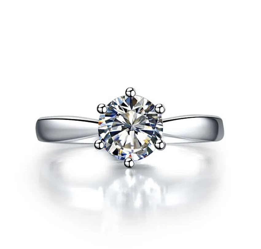 Корейский стиль 0.6Ct обручальное кольцо с круглой огранкой из стерлингового