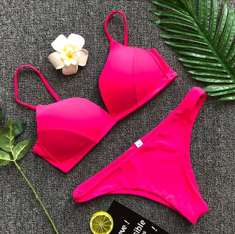 new deep v top sexy push up solid bodysuit swimsuit split thong bikini maio feminino praia badpakken vrouwen swimwear women 2018 |