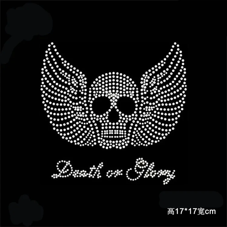 2 шт./лот череп Death or Glory с горячей фиксацией Стразы Переводные мотивы помощью