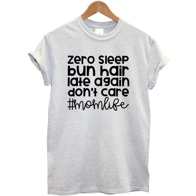 Женская хлопковая футболка с коротким рукавом Besikom белая принтом Zero Sleep Don't Care