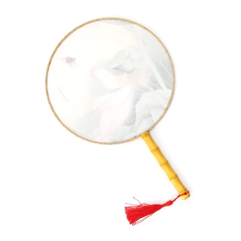 Бамбуковый ручной вентилятор в китайском стиле Круглый складной Шелковый