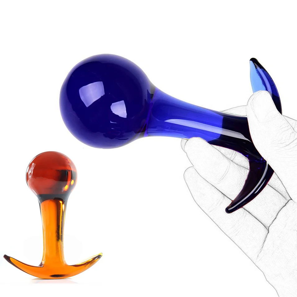 Анальная пробка camaTech Pyrex с голубыми кристаллами расширитель простаты массажер