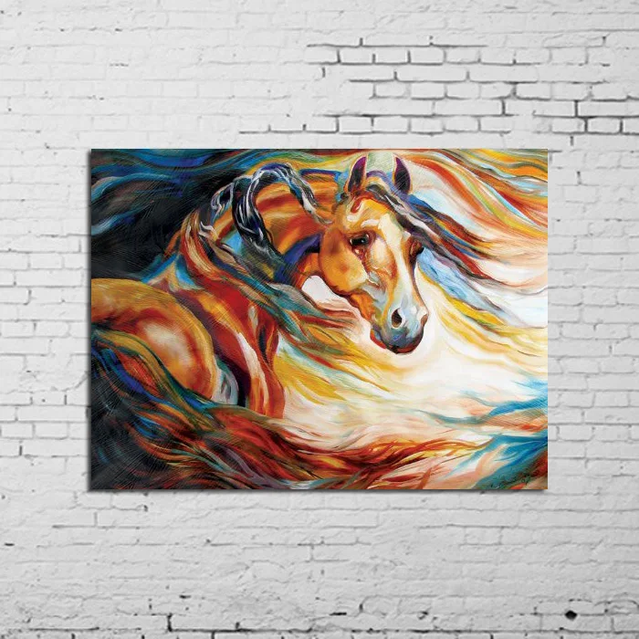 100% роспись вручную настенное искусство плач лошадь на холсте современные