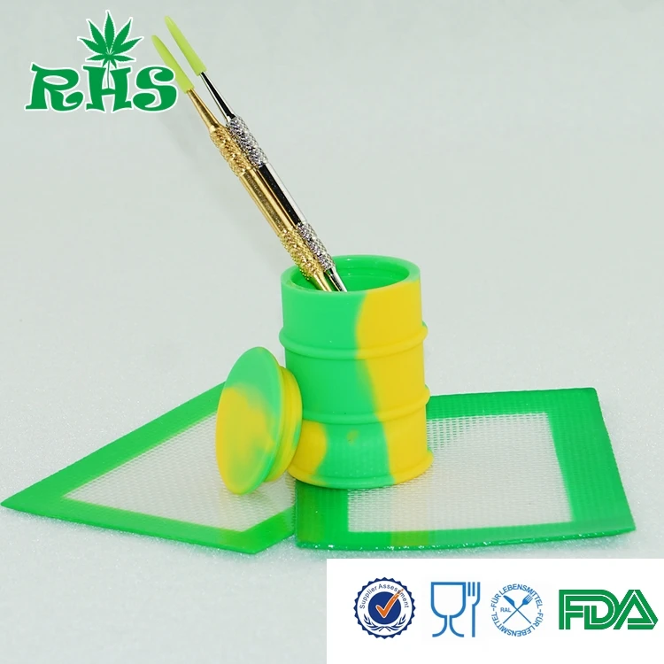 Hot selling 2017 plastic food grade silicone cosmetic container for wax 26ml oil 1set free shipping | Дом и сад