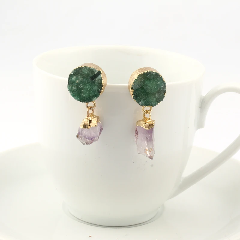 Dayoff богемные уникальные нерегулярные Druzy Drusy висячие серьги для женщин ювелирные
