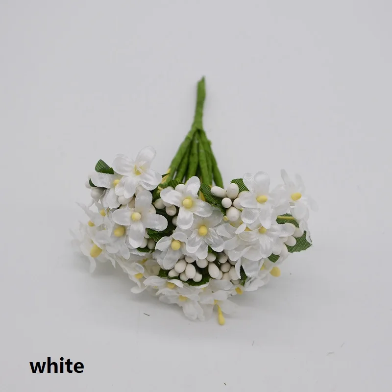 white 12 шт./лот, искусственные сливы, ягода с тычинками, искусственные цветы для свадьбы, вечеринки, украшения дома, скрапбукинг, венок - Цвет: white