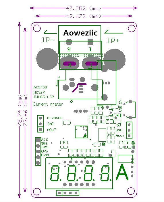 Aoweziic ACS770ECB-200B ACS770 0-200A Измеритель постоянного тока с диапазоном 0-0 01 A/1A |