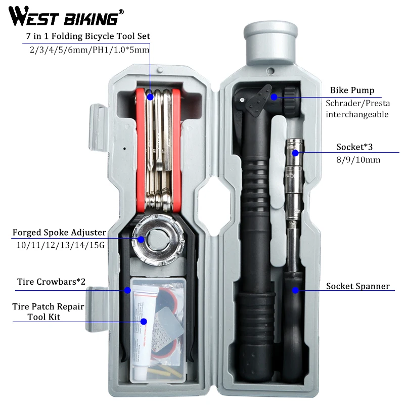WEST BIKING набор инструментов для велосипеда Капсульная коробка сумки бутылок